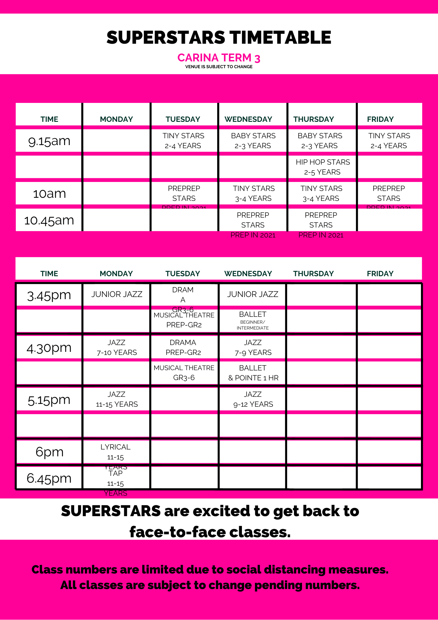 TIMETABLES Term 3-2