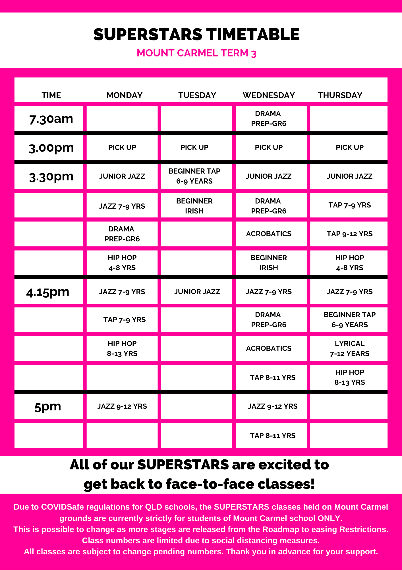 TIMETABLES Term 3
